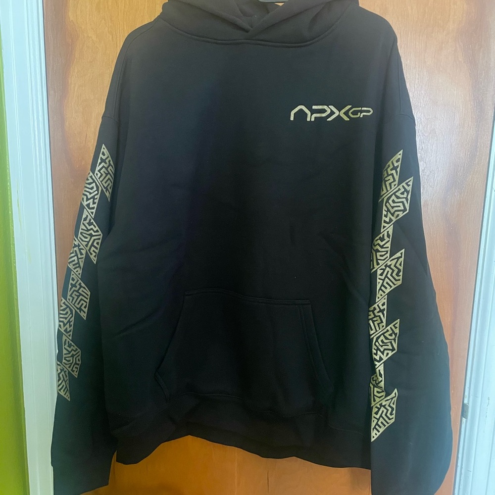 F1: The Movie Black Hoodie with Gold Accents and Photo Collage